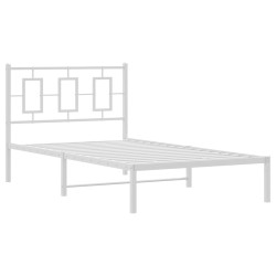 Cadre de lit métal sans matelas et tête de lit blanc 100x200 cm 