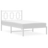 Cadre de lit métal sans matelas et tête de lit blanc 100x200 cm 
