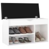 Banc à chaussures coussin Blanc brillant 80x30x47 cm Aggloméré 