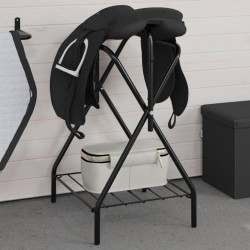 Porte-selle pliable autoportant noir fer 