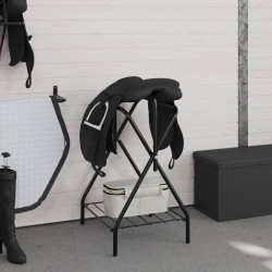 Porte-selle pliable autoportant noir fer 