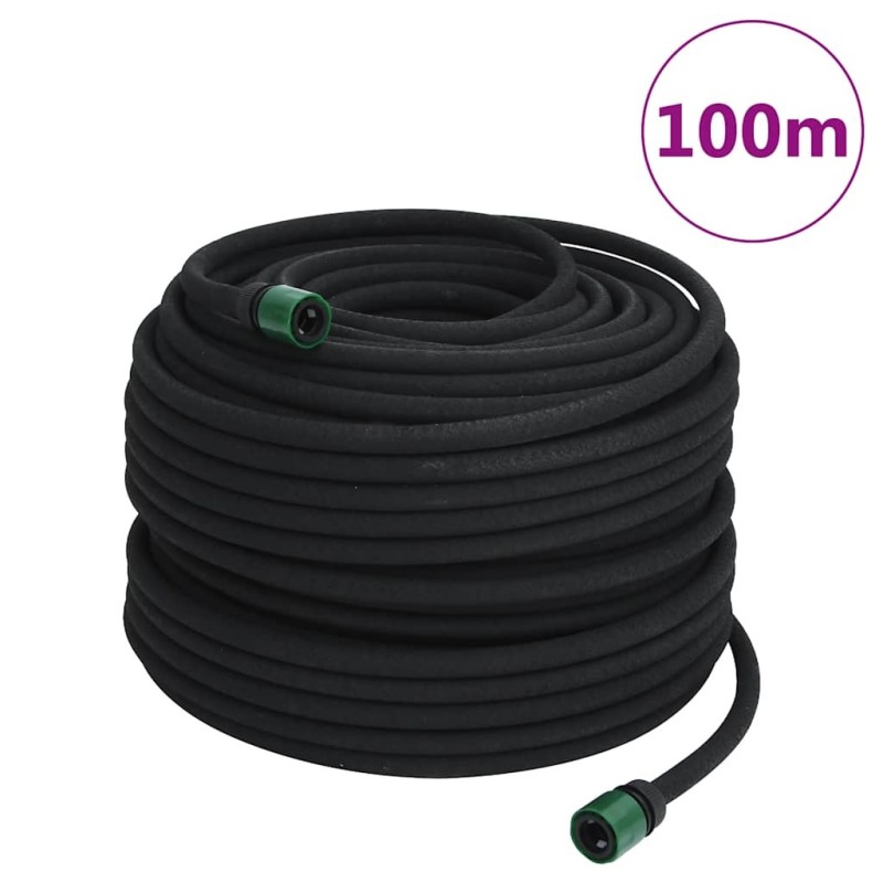 Tuyau d'arrosage de jardin noir 0,6" 100 m caoutchouc 