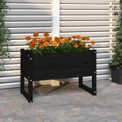 Jardinière Noir 78x40x52 cm Bois massif de pin 