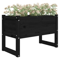 Jardinière Noir 78x40x52 cm Bois massif de pin 
