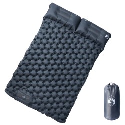 Matelas de camping autogonflant avec oreillers 2 personnes gris 