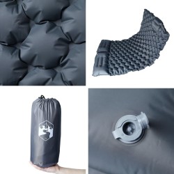 Matelas de camping autogonflant avec oreillers 2 personnes gris 