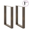 Pieds de table à manger en forme de U, 2 pièces, acier naturel, 60 x (72-73) cm 