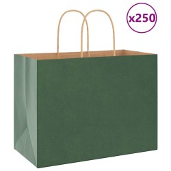 Sacs en papier 250 pcs avec poignées vert 32x17x25 cm 