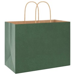 Sacs en papier 250 pcs avec poignées vert 32x17x25 cm 
