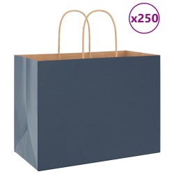Sacs en papier 250 pcs avec poignées bleu 32x17x25 cm 