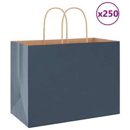 Sacs en papier 250 pcs avec poignées bleu 32x17x25 cm 