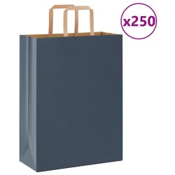 Sacs en papier 250 pcs avec poignées bleu 26x12x35 cm 