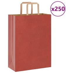 Sacs en papier 250 pcs avec poignées rouge 26x12x35 cm 