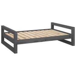 Lit pour chien Gris 95,5x65,5x28 cm Bois de pin solide 