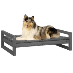 Lit pour chien Gris 95,5x65,5x28 cm Bois de pin solide 