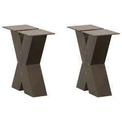 Pieds de table basse en forme de X, 2 pièces, acier naturel, 30 x (30-31) cm 