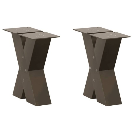 Pieds de table basse en forme de X, 2 pièces, acier naturel, 30 x (30-31) cm 