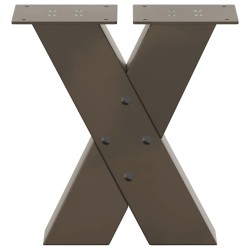 Pieds de table basse en forme de X, 2 pièces, acier naturel, 30 x (30-31) cm 