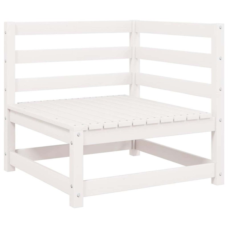 Canapé d'angle de jardin blanc bois de pin massif 