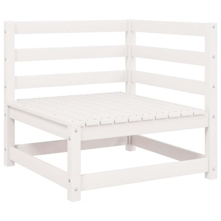 Canapé d'angle de jardin blanc bois de pin massif 