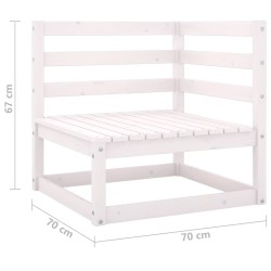 Canapé d'angle de jardin blanc bois de pin massif 