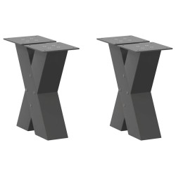 Pieds de table basse en forme de X, 2 pièces, anthracite, 30 x (30-31) cm, acier 