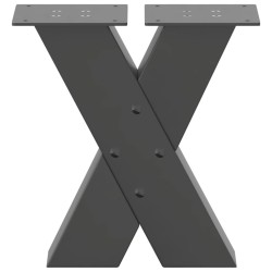 Pieds de table basse en forme de X, 2 pièces, anthracite, 30 x (30-31) cm, acier 
