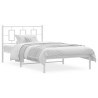 Cadre de lit métal sans matelas et tête de lit blanc 107x203 cm 