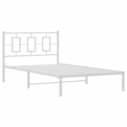 Cadre de lit métal sans matelas et tête de lit blanc 107x203 cm 