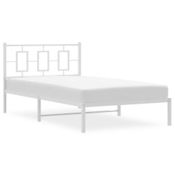 Cadre de lit métal sans matelas et tête de lit blanc 107x203 cm 