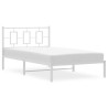 Cadre de lit métal sans matelas et tête de lit blanc 107x203 cm 