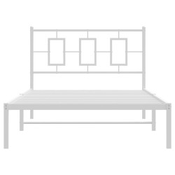 Cadre de lit métal sans matelas et tête de lit blanc 107x203 cm 