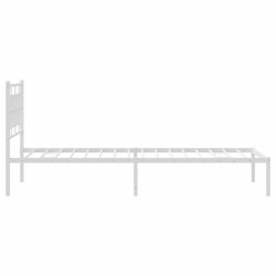 Cadre de lit métal sans matelas et tête de lit blanc 107x203 cm 
