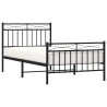 Cadre de lit métal sans matelas avec pied de lit noir 100x190cm 