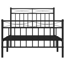 Cadre de lit métal sans matelas avec pied de lit noir 100x190cm 
