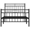 Cadre de lit métal sans matelas avec pied de lit noir 100x190cm 