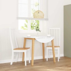 Chaises à manger 2 pcs blanc bois massif caoutchouc 