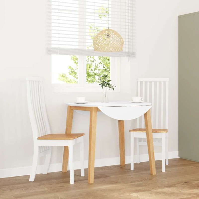 Chaises à manger 2 pcs blanc bois massif caoutchouc 