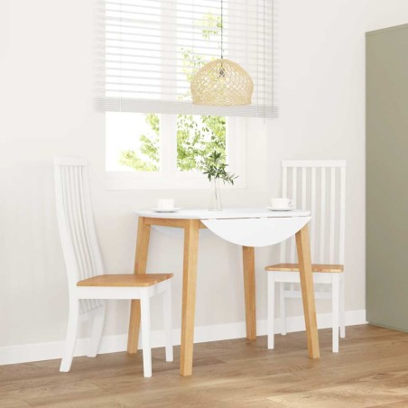 Chaises à manger 2 pcs blanc bois massif caoutchouc 