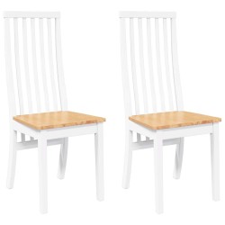 Chaises à manger 2 pcs blanc bois massif caoutchouc 