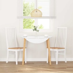 Chaises à manger 2 pcs blanc bois massif caoutchouc 