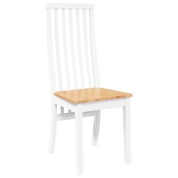 Chaises à manger 2 pcs blanc bois massif caoutchouc 