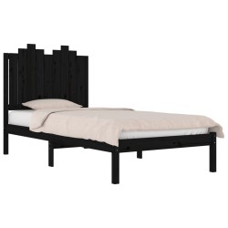 Cadre de lit sans matelas noir bois massif 100x200 cm 
