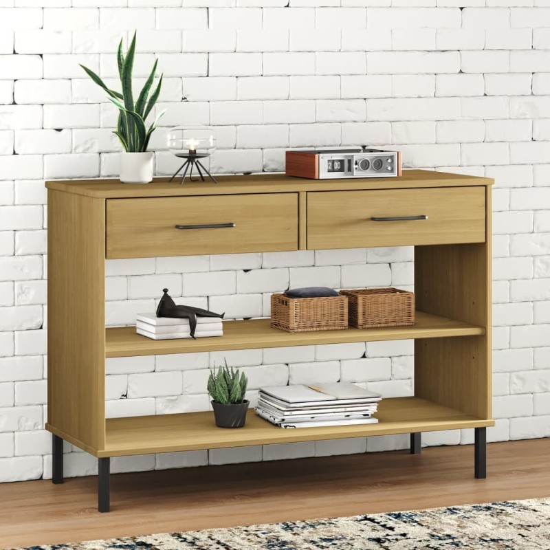 Armoire console avec pieds en métal Marron Bois pin massif OSLO Armoire console avec pieds en métal Marron Bois pin massif OSLO