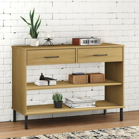 Armoire console avec pieds en métal Marron Bois pin massif OSLO 