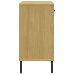 Armoire console avec pieds en métal Marron Bois pin massif OSLO 