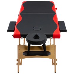Table de massage pliable 2 zones Bois Noir et rouge 