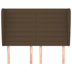 Tête de lit avec oreilles Marron foncé 147x23x118/128 cm Tissu 