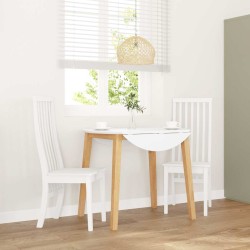 Chaises à manger 2 pcs blanc bois massif caoutchouc 