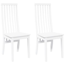 Chaises à manger 2 pcs blanc bois massif caoutchouc 